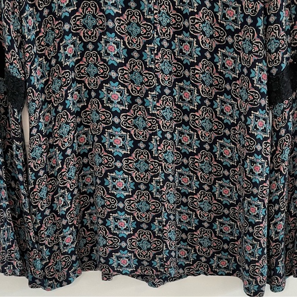 Hollister Boho Lace Floral Babydoll Top Bell Sleeve Size M Peasant Y2K Festival - Picture 8 of 13